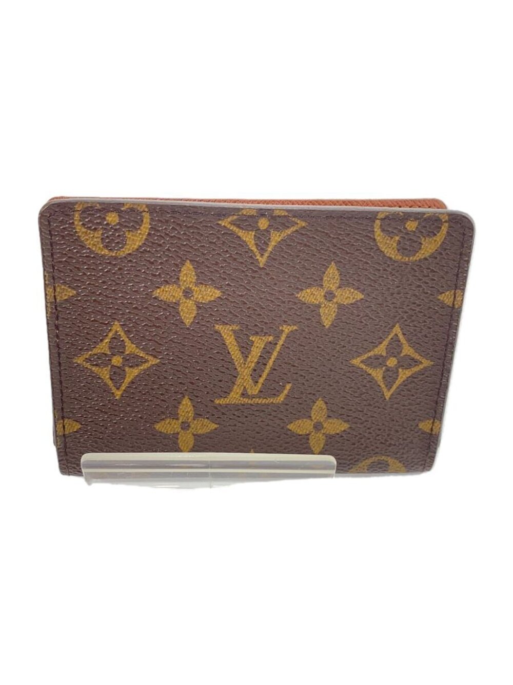 LOUIS VUITTON Pass Case Wallet Leather Brown All over